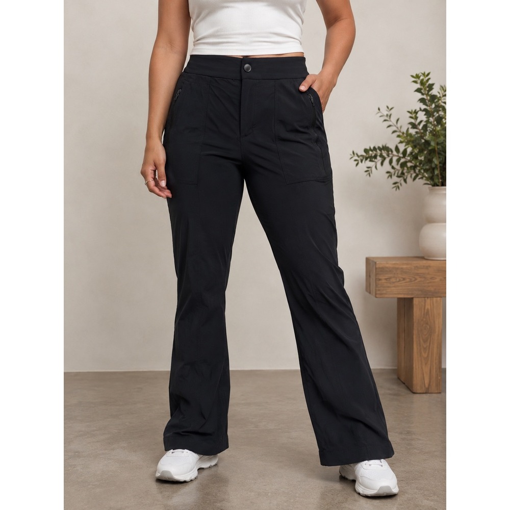 Athleta Trekkie North Straight Leg Pants Black Size 12 Hiking Outdoor Travel